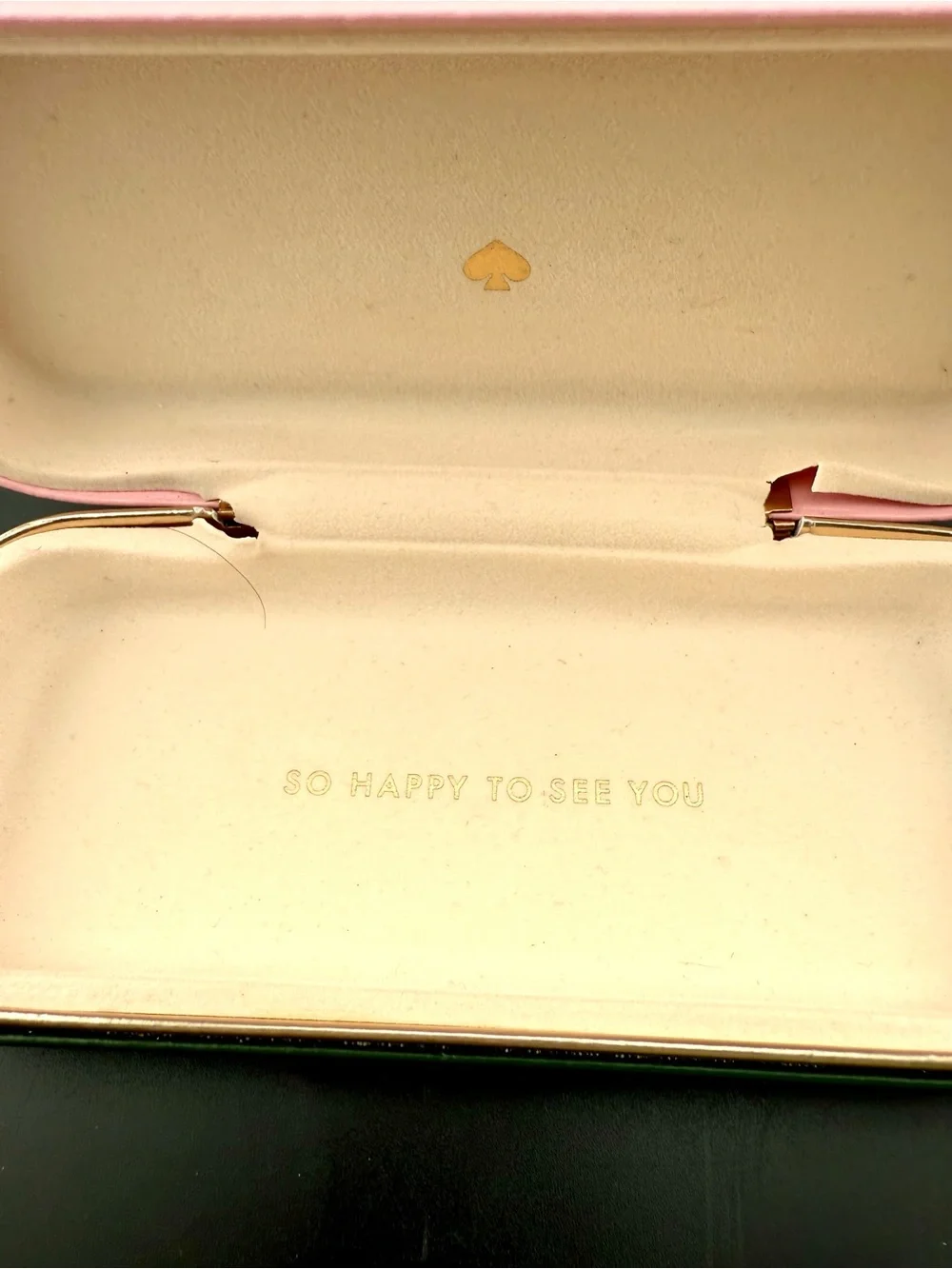 Kate Spade pink & green, hard shell eyeglass case.